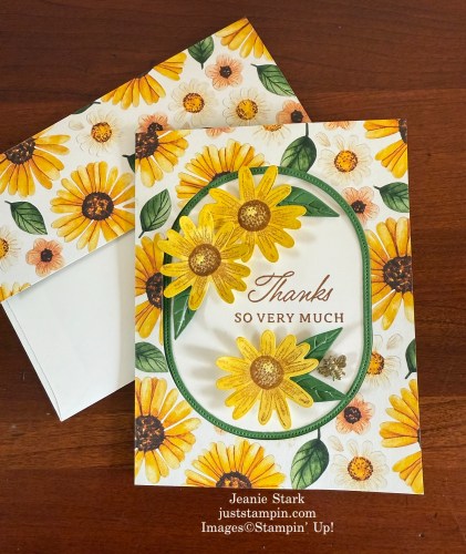 Stampin' Up! Impressions Abloom fun fold thank you card idea-Jeanie Stark StampinUp