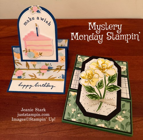 Stampin' Up! Fun fold card ideas with Wildflower Birthday & Thankful Garden-join me for Mystery Monday Stamping and follow the clues to create handmade cards-Jeanie Stark StampinUp