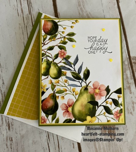 Stampin' Up! Painterly Pears fun fold birthday card idea-www.juststampin.com