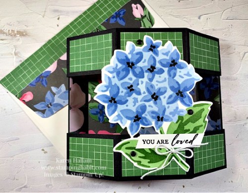 Stampin' Up! Thankful Garden Bundle with Decorative masks used to create this bandstand pop up fun fold card-visit juststampin.com for inspiration and more handmade fun fold card ideas-Jeanie Stark StampinUp