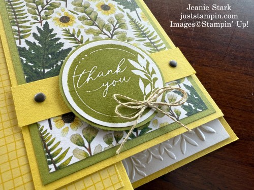 Stampin' Up! Encircled with Love thank you fun fold card idea with Floral Impressions Designer Series Paper-Jeanie Stark StampinUp