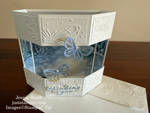 Stampin' Up! Beautiful Butterflies Band Stand fun fold card idea with Thoughtful Journey Designer Series Paper-Jeanie Stark StampinUp
