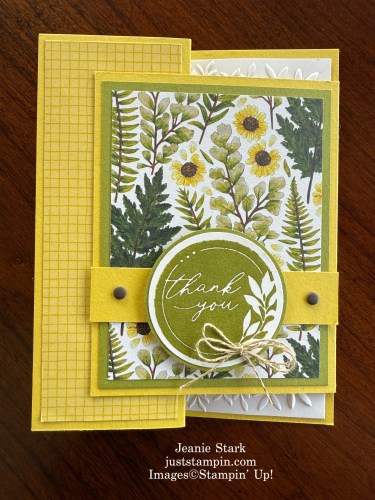 Stampin' Up! Encircled with Love thank you fun fold card idea with Floral Impressions Designer Series Paper-Jeanie Stark StampinUp