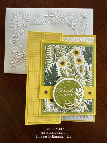 Stampin' Up! Encircled with Love thank you fun fold card idea with Floral Impressions Designer Series Paper-Jeanie Stark StampinUp