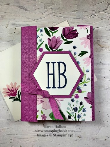 Stampin' Up! Florals in Bloom Double Flap Fun Fold birthday Card idea with Alphabet A La Mode & Meant To Be Dies-visit juststampin.com for handmade inspiration and more-Jeanie Stark StampinUp