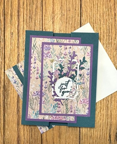Stampin' Up! Perennial Lavender Tucked Fun Fold card idea-visit juststampin.com for handmade inspiration and more-Jeanie Stark StampinUp
