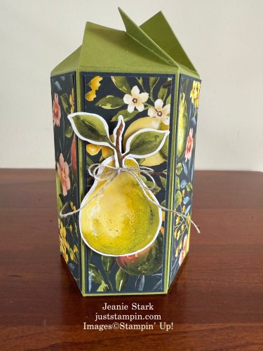 Stampin' Up! Painterly Pears Twist & Close gift box idea-visit juststampin.com for handmade inspiration, free tutorials, and more-Jeanie Stark StampinUp