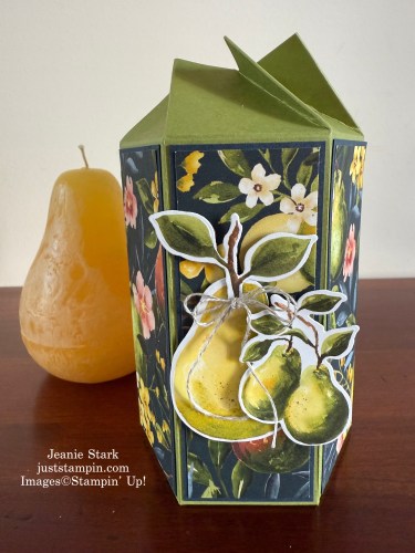 Stampin' Up! Painterly Pears Twist & Close gift box idea-visit juststampin.com for handmade inspiration, free tutorials, and more-Jeanie Stark StampinUp