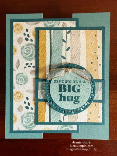 Stampin Up! Hugs For Love fun fold card idea with Everyday Happiness and Spotlight on Nature Dies-jeanie Stark StampinUp