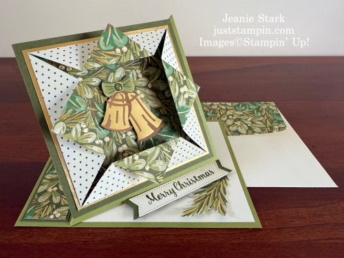 Stampin' Up! Season of Green & Gold fun fold Christmas card idea-Jeanie Stark StampinUp