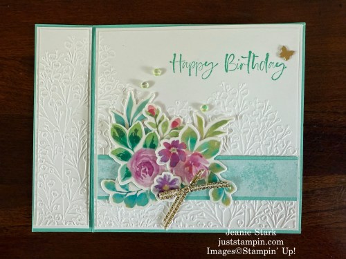 Stampin' Up! Extraordinary Flora fun fold birthday card idea-Jeanie Stark StampinUp