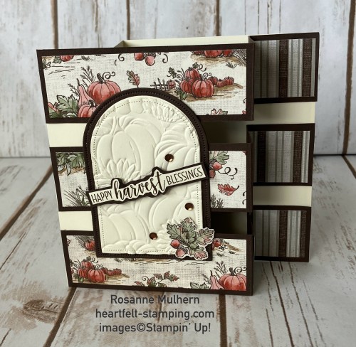 Stampin' Up! Autumn Toile Triple Panel Z Fold card idea-www.juststampin.com