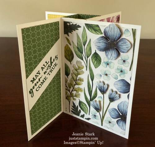 Stampin' Up! Fun Fold Pinwheel Tower birthday Card idea with Floral Impressions & Unbounded Love-Jeanie Stark StampinUp
