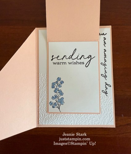 Stampin' Up! Diagonal Joy fold birthday card idea with Mixed Florals, Notes & Totes, and Spring Corners-Jeanie Stark