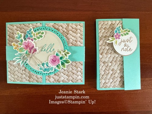 Stampin' Up! Extraordinary Flora and Woven Textures card and note pad-Jeanie Stark 