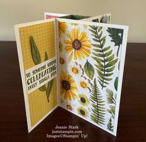 Stampin' Up! Fun Fold Pinwheel Tower birthday Card idea with Floral Impressions & The Right Words-Jeanie Stark StampinUp