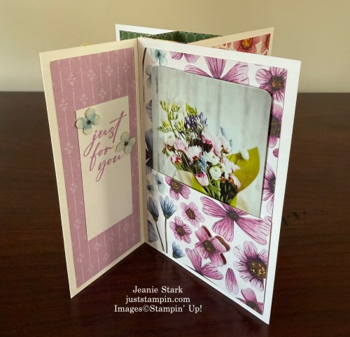 Stampin' Up! Fun Fold Pinwheel Tower birthday Card idea with Floral Impressions & Unbounded Love-Jeanie Stark StampinUp