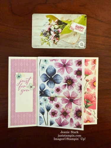 Stampin' Up! Fun Fold Pinwheel Tower birthday Card idea with Floral Impressions & Unbounded Love-Jeanie Stark StampinUp