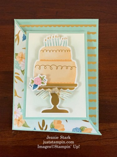 Stampin' Up! Diagonal Joy fold birthday card idea with Wildflower Birthday Specialty Designer Series Paper-Jeanie Stark StampinUp
