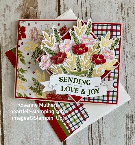 Stampin' Up! Traditional Labels fun fold card idea with Traditions of Christmas Designer Series paper-visit juststampin.com for handmade inspiration and more-Jeanie Stark StampinUp