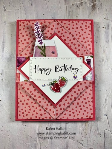 Stampin' Up! Celebratory Sips fun fold birthday card idea-Jeanie Stark StampinUp