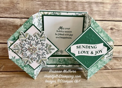 Stampin' Up! Elegant Pine Snowflakes fun fold holiday card idea-Jeanie Stark StampinUp