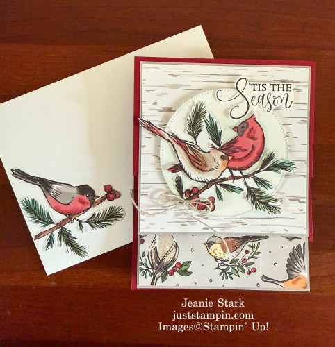 Stampin' Up! Trifold Accordion Card with Ornamental Christmas & Nests of Winter Designer series Paper-Jeanie Stark StampinUp