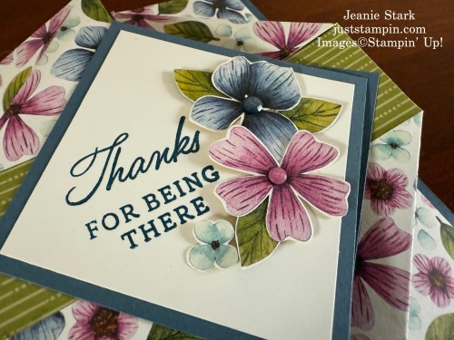 Stampin' Up! Double Diamond Gatefold Thank you card idea with Impressions Abloom Stamp set & Floral Impressions Designer Series Paper-Jeanie Stark StampinUp