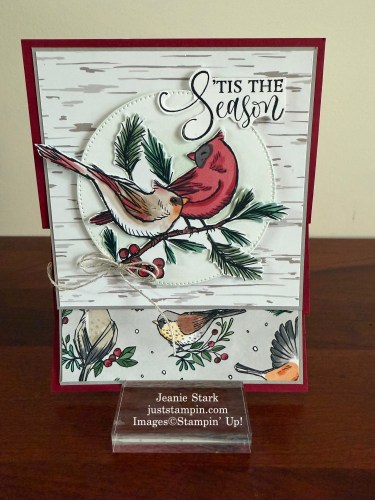 Stampin' Up! Trifold Accordion Card with Ornamental Christmas & Nests of Winter Designer series Paper-Jeanie Stark StampinUp