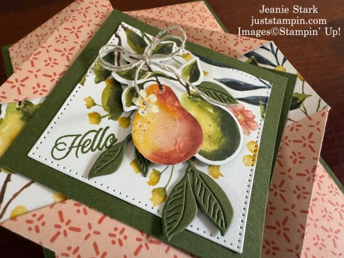 Stampin' Up! Double Diamond Gatefold card with Perfectly Pears Bundle & Painterly Pears Designer Series Paper-Jeanie Stark StampinUp