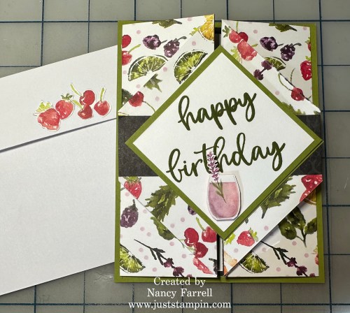 Stampin' Up! Celebratory Sips fun fold birthday card idea-Jeanie Stark StampinUp