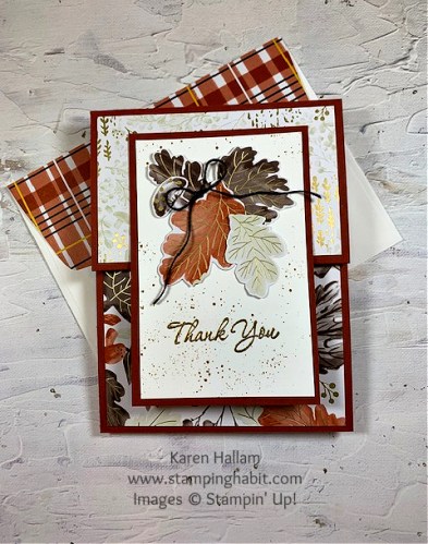 Stampin' Up! Gather Together reverse easel fun fold thank you card idea-visit juststampin.com for handmade inspiration and more-Jeanie Stark StampinUp