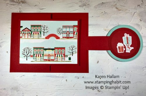 Stampin' Up! North Pole Delivery Christmas Fun Fold Card idea-visit juststampin.com for handmade inspiration and more-Jeanie Stark StampinUp