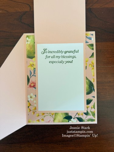 Stampin' Up! Words for the Season & Perfectly Pears Diagonal Joy Fold card idea for a friend for Thanksgiving-Jeanie Stark StampinUp