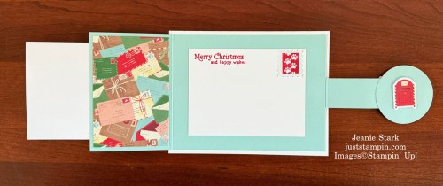 Stampin' Up! Jolly Delivery fun fold Christmas card idea with North Pole Delivery Designer Series Paper-Jeanie Stark StampinUp