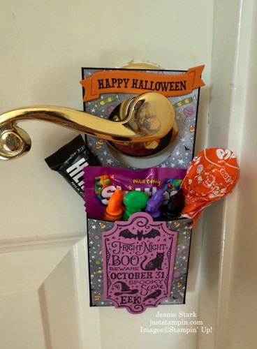 Stampin' Up! Fright Night and Spooky Sweet Door Hanger Treat Box for halloween-Jeanie Stark StampinUp