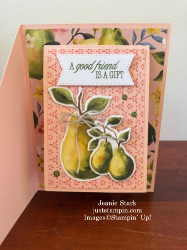 Stampin' Up! Perfectly Pears Diagonal Joy Fold card idea for a friend for Thanksgiving-Jeanie Stark StampinUp