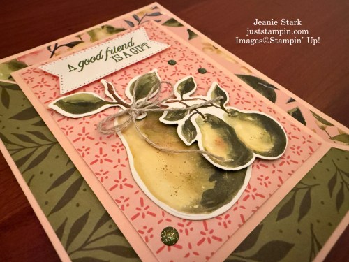 Stampin' Up! Perfectly Pears Diagonal Joy Fold card idea for a friend for Thanksgiving-Jeanie Stark StampinUp