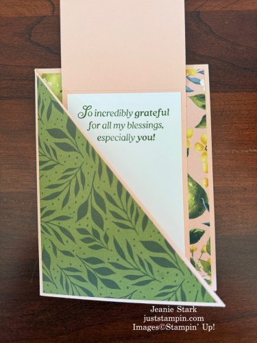 Stampin' Up! Words for the Season & Perfectly Pears Diagonal Joy Fold card idea for a friend for Thanksgiving-Jeanie Stark StampinUp