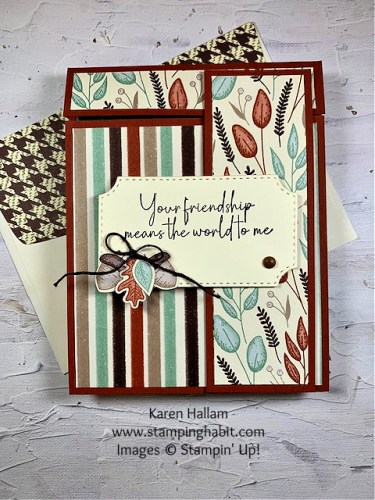 Stampin' Up! Guilded Autumn Fun Fold Easel Card-visit juststampin.com for handmade inspiration and more-Jeanie Stark StampinUp