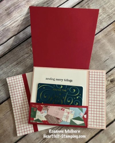Stampin' Up! Jolly Delivery fun fold Christmas gift card holder-visit juststampin.com for handmade inspiration and more-Jeanie Stark StampinUp