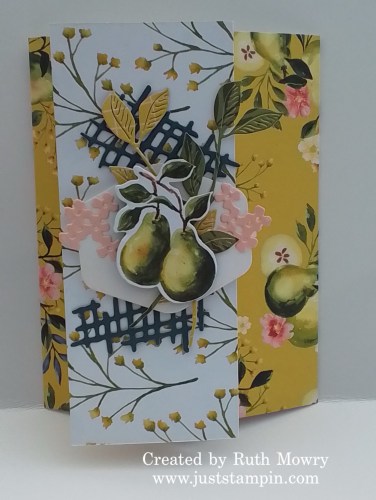 Stampin' Up! Painterly Pears fun fold card idea-visit juststampin.com for handmade inspiration and more-Jeanie Stark StampinUp