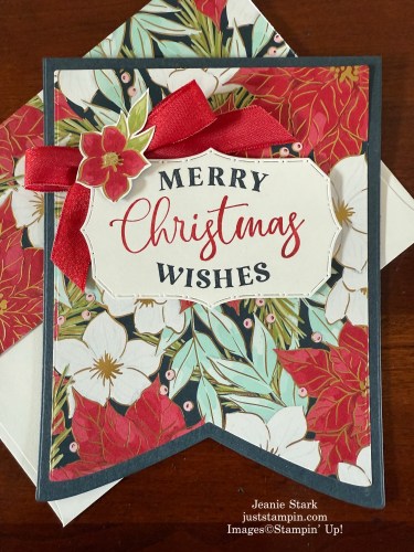 Stampin' Up! Traditions of Christmas Banner Shaped Card with Traditional Labels-Jeanie Stark StampinUp