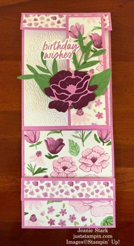 Stampin Up! Florals in Bloom birthday fun fold card with Pretty Florals Dies & Simply Said-Jeanie Stark StampinUp