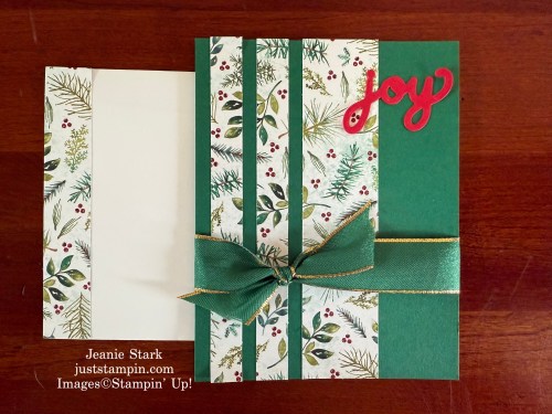 Stampin' Up! Elegant Pine Christmas Joy Card with Jolly Holly Dies-Jeanie Stark StampinUp