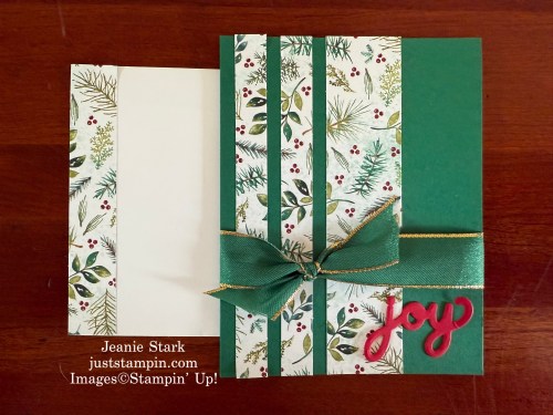 Stampin' Up! Elegant Pine Christmas Joy Card with Jolly Holly Dies-Jeanie Stark StampinUp