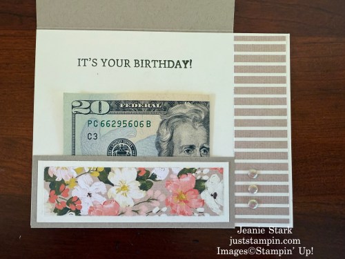 Stampin' Up! Words of Beauty Bundle with Brushed Beauty Designer series Paper birthday gift card holder-Jeanie Stark StampinUp