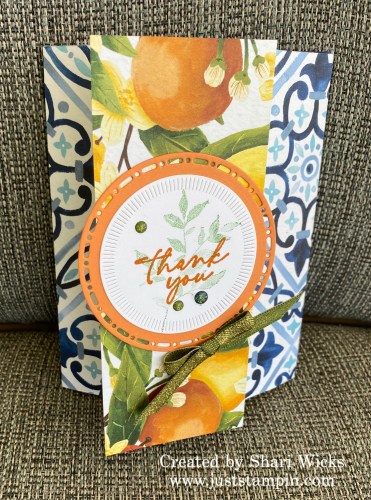 Stampin' Up! Mediterranean Blooms fun fold Thank you card idea-visit juststampin.com for handmade inspiration and more-Jeanie Stark StampinUp
