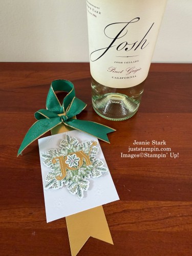 Stampin' Up! Elegant Pine Snowflake wine tag-Jeanie Stark StampinUp