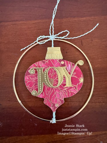 Stampin' Up! 3D ornament with Traditions of Christmas Specialty Designer Series paper, Ornamental Christmas Dies, and Paper Pumpkin add-on dies-Jeanei Stark StampinUp